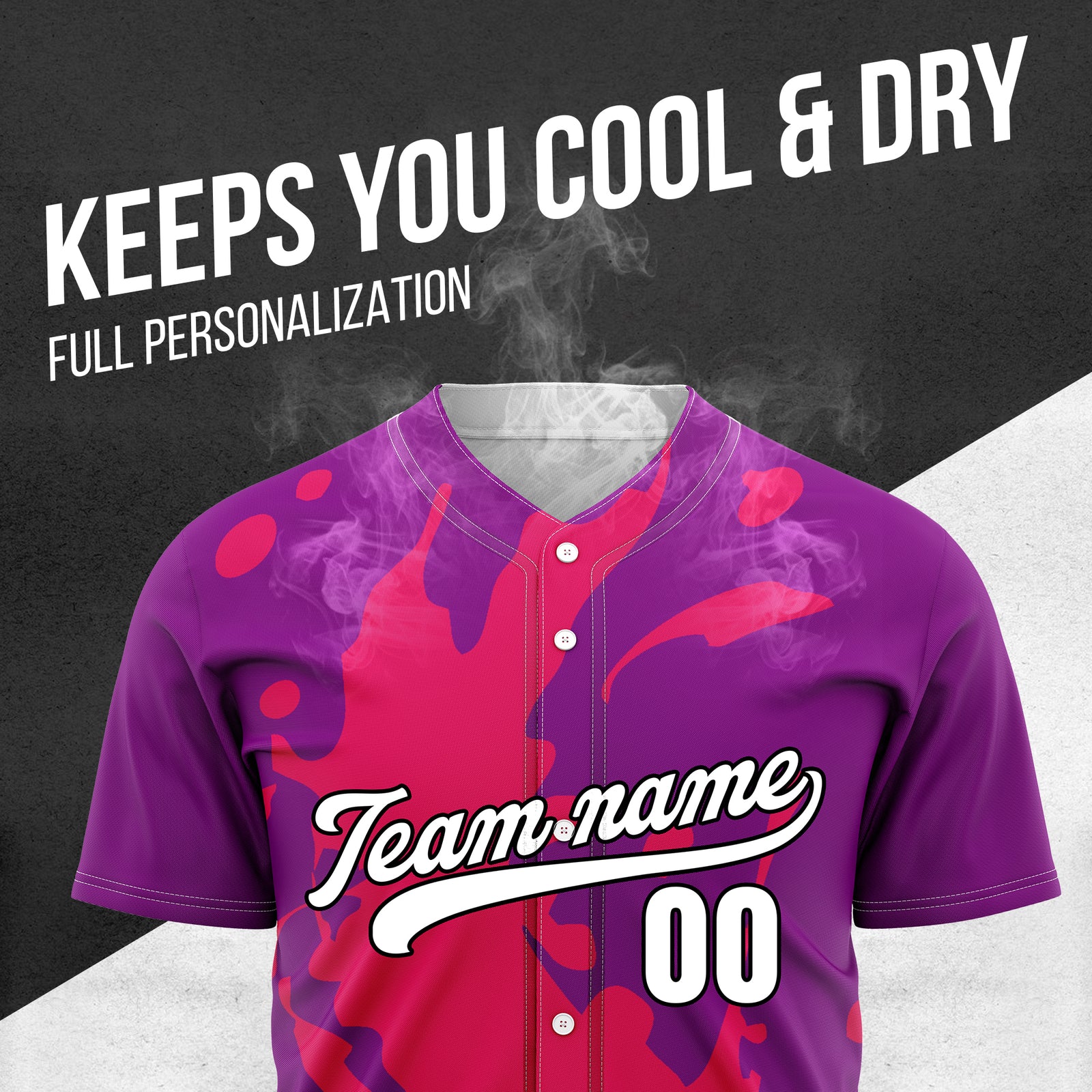 Custom Ink Splash Purple Baseball Sports Jersey Personalized Uniform with Name & Number