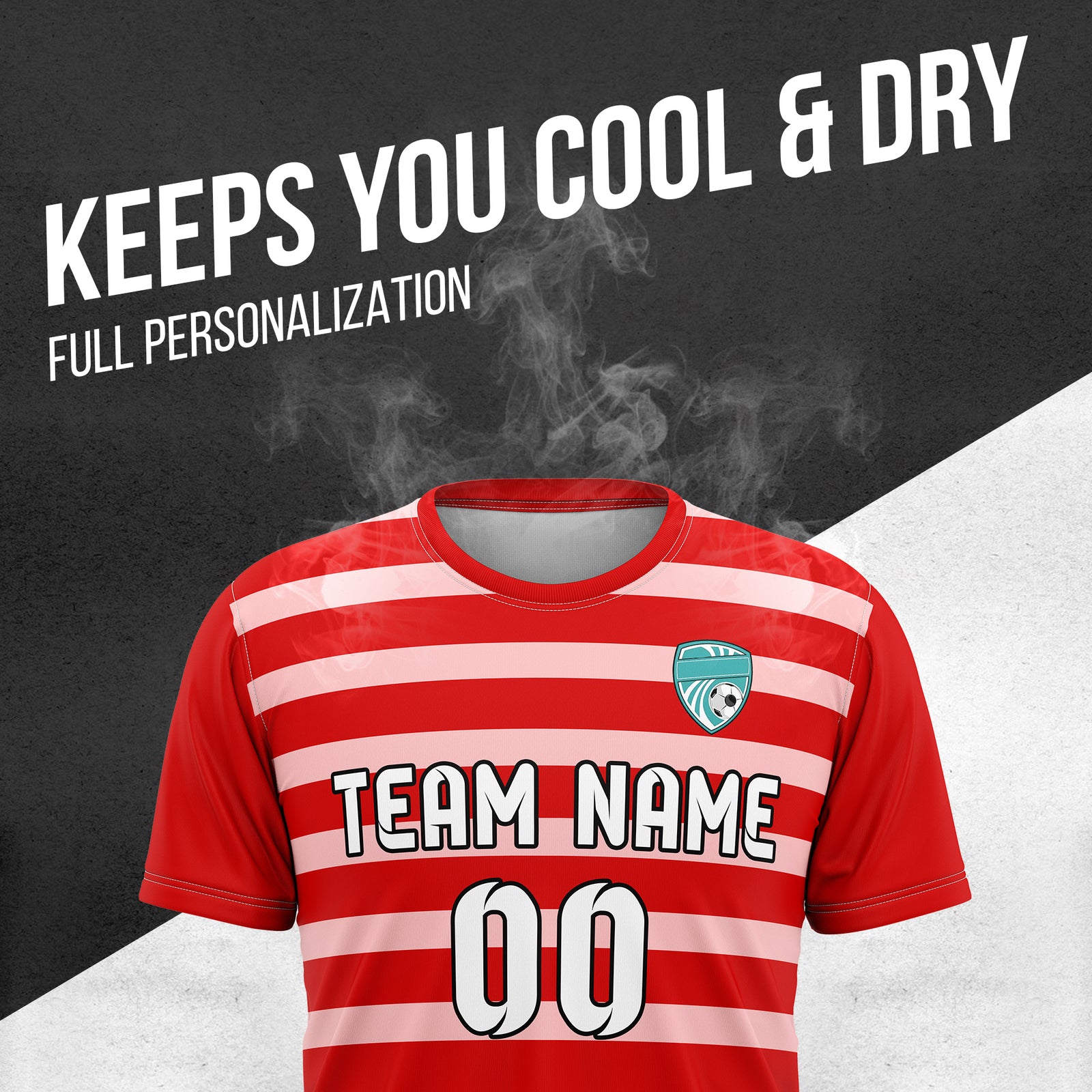 Custom Royal Stripe Red Soccer sport Tops Jersey