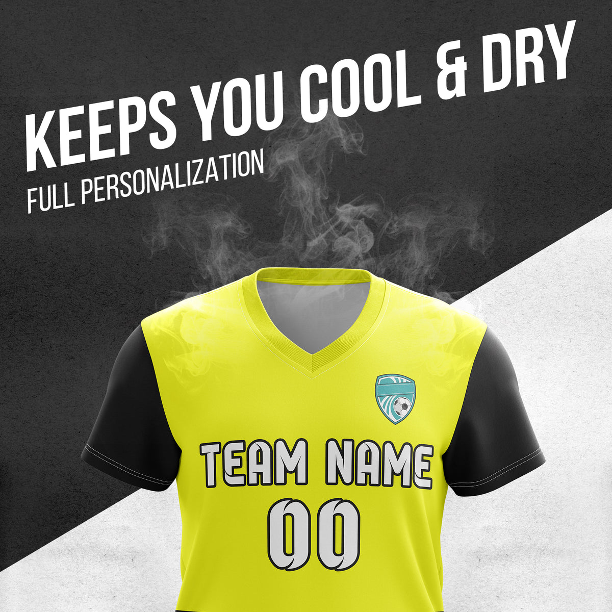 Custom BaseLine V Stripe Pattern Yellow Soccer sport Tops Jersey