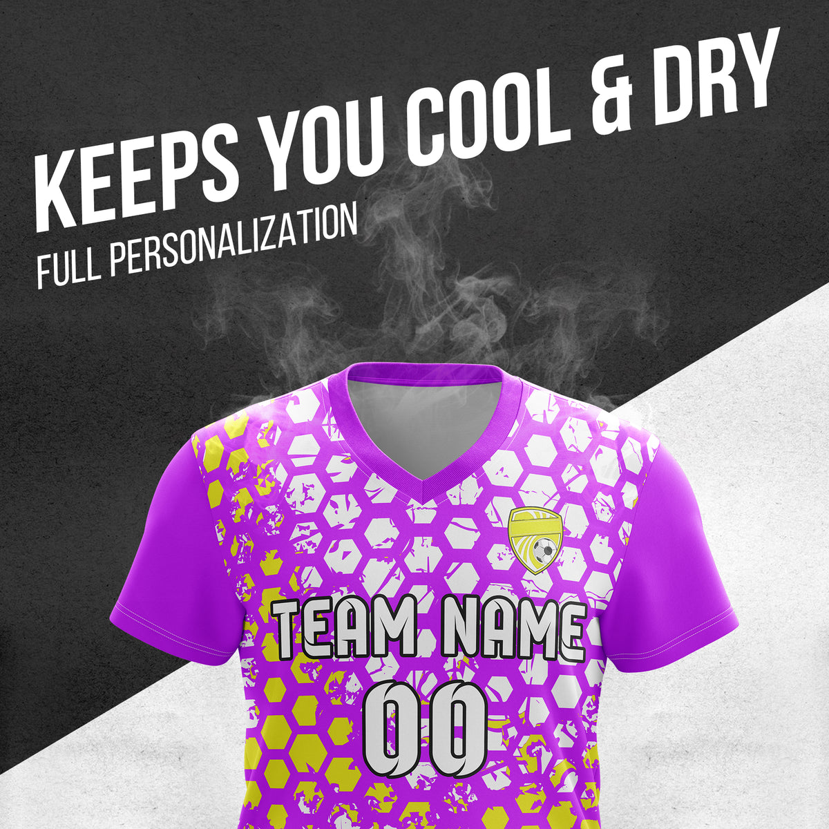 Custom Hex V-Full Pattern Purple Soccer sport Tops Jersey
