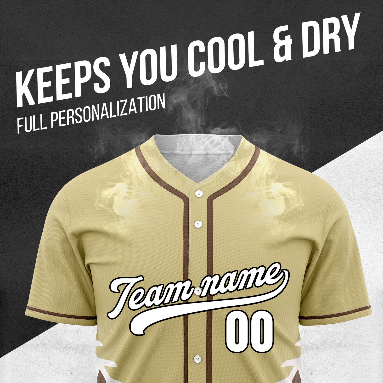 Custom Stitchline Baseball Khaki Sports Jersey Personalized Uniform with Name & Number