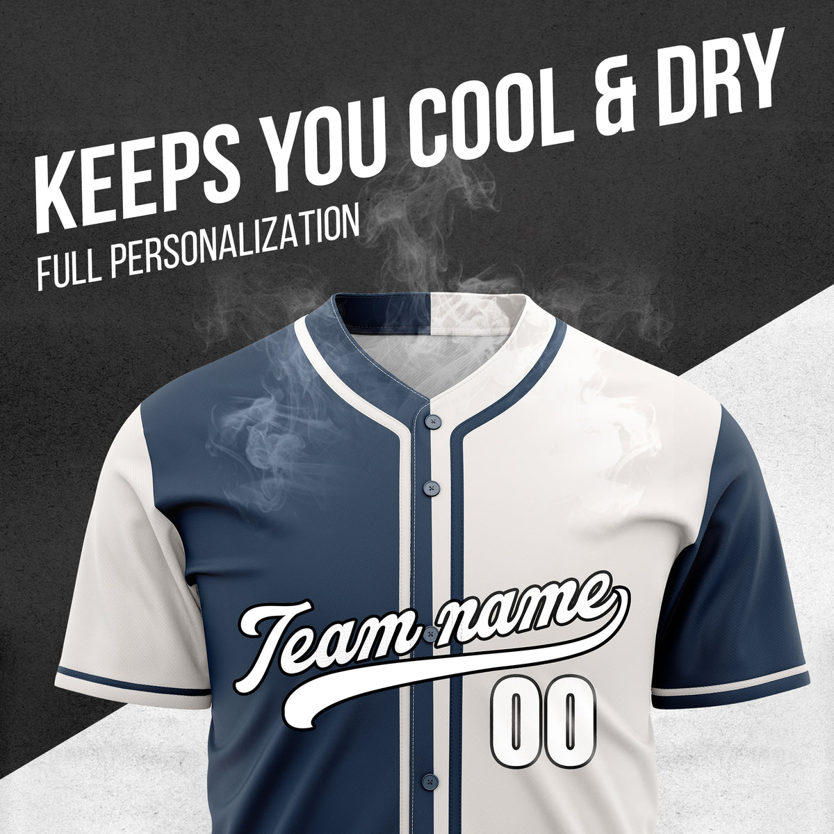 Custom Split Baseball Navy Sports Jersey Personalized Uniform with Name & Number