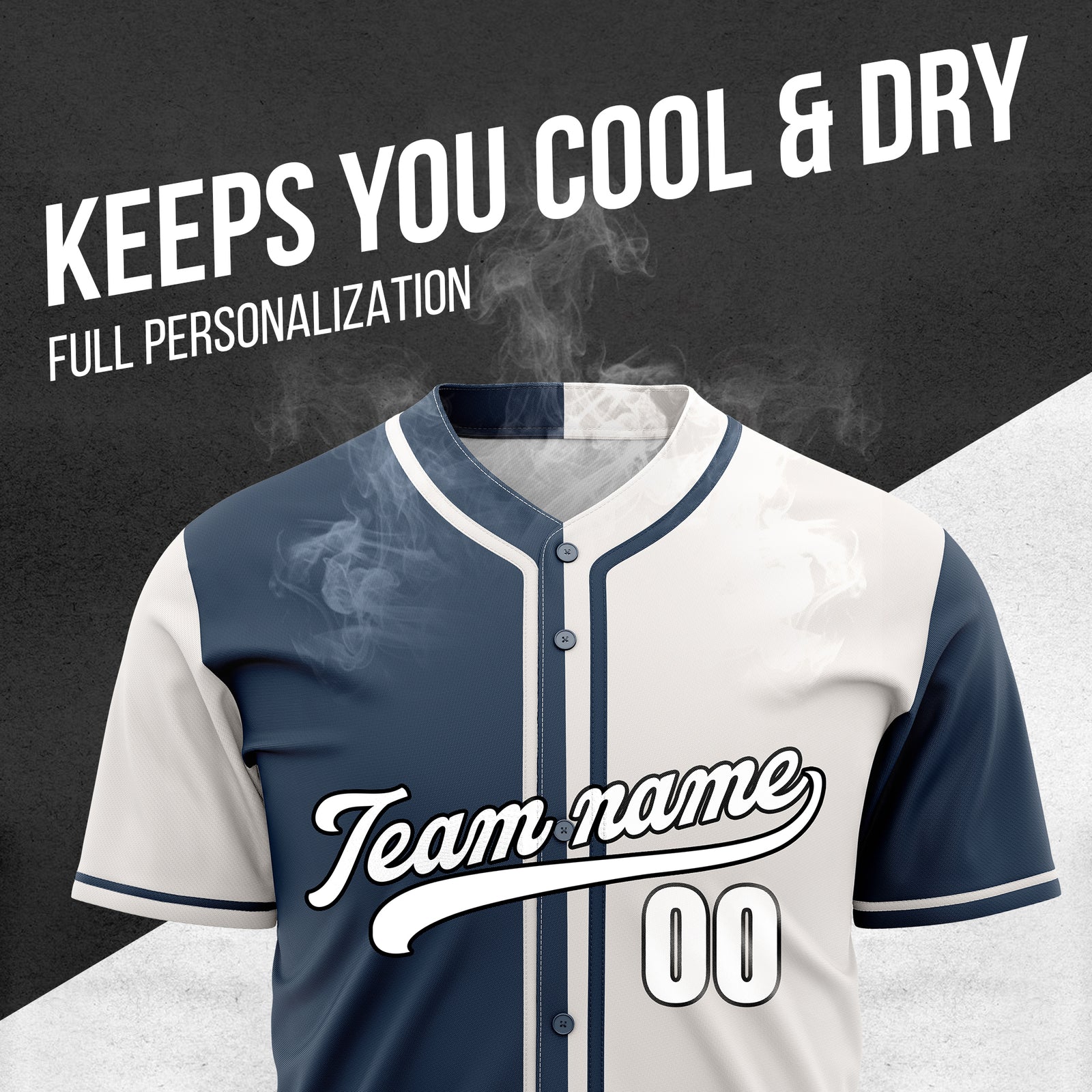 Custom Split Baseball Navy Sports Jersey Personalized Uniform with Name & Number
