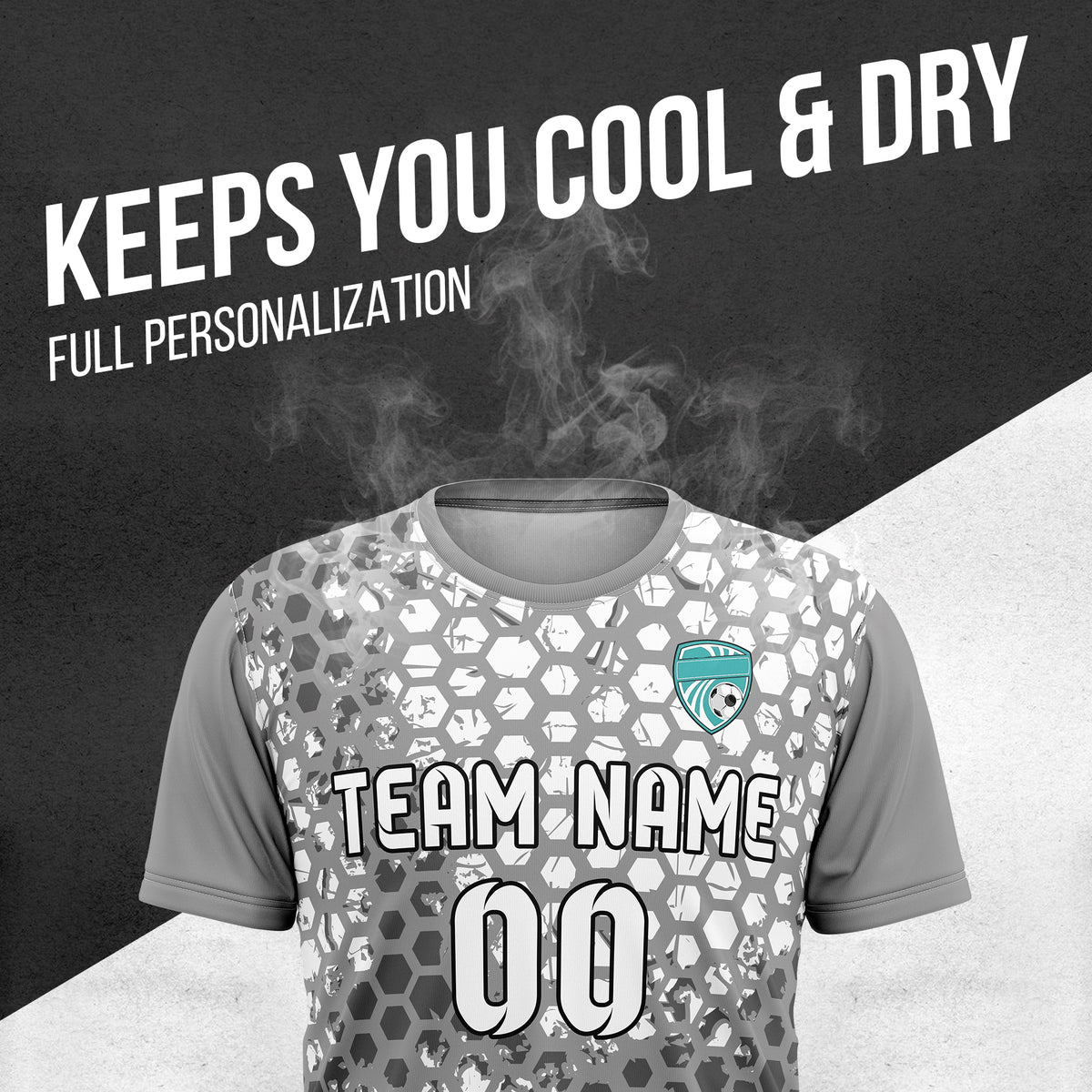 Custom Hex R-Full Pattern Soccer Dark Grey Sport Tops Jersey