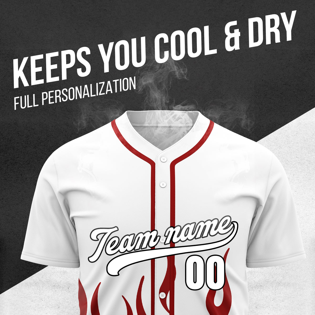 Custom Frost Fire White Baseball Sports Jersey Personalized Uniform with Name & Number