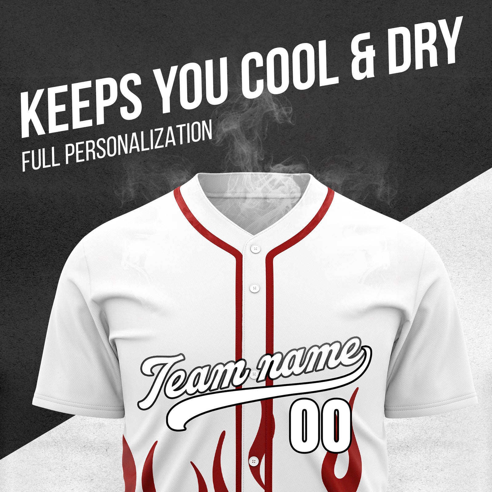 Custom Frost Fire White Baseball Sports Jersey Personalized Uniform with Name & Number