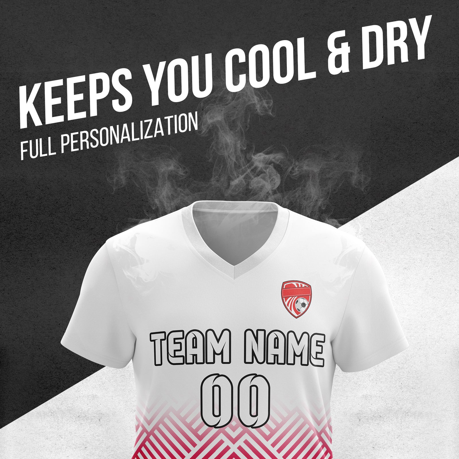 Custom Shadow Line V-Side Pattern White Soccer sport Tops Jersey