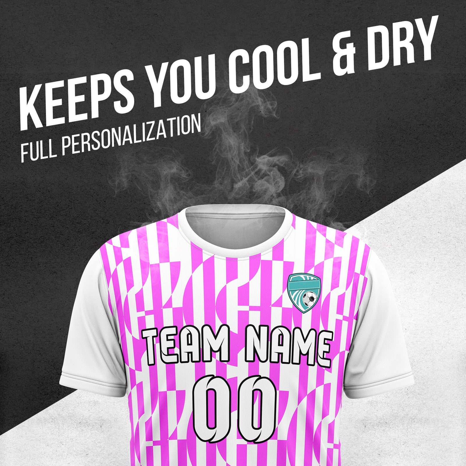 Custom Pulse Grid R-Full Pattern Soccer White Sport Tops Jersey