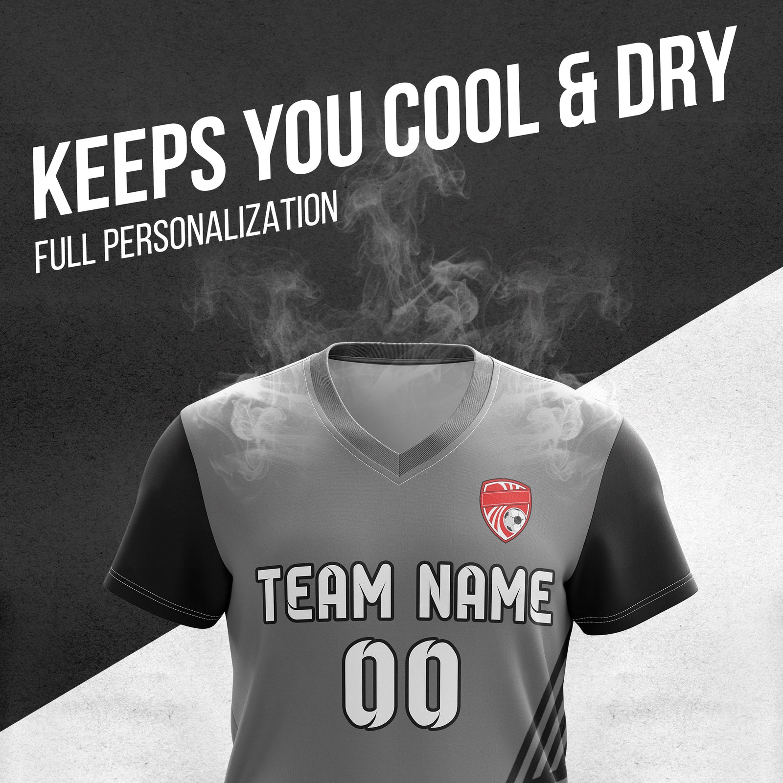 Custom Rapid Line V-Side Pattern Dark Grey Soccer sport Tops Jersey