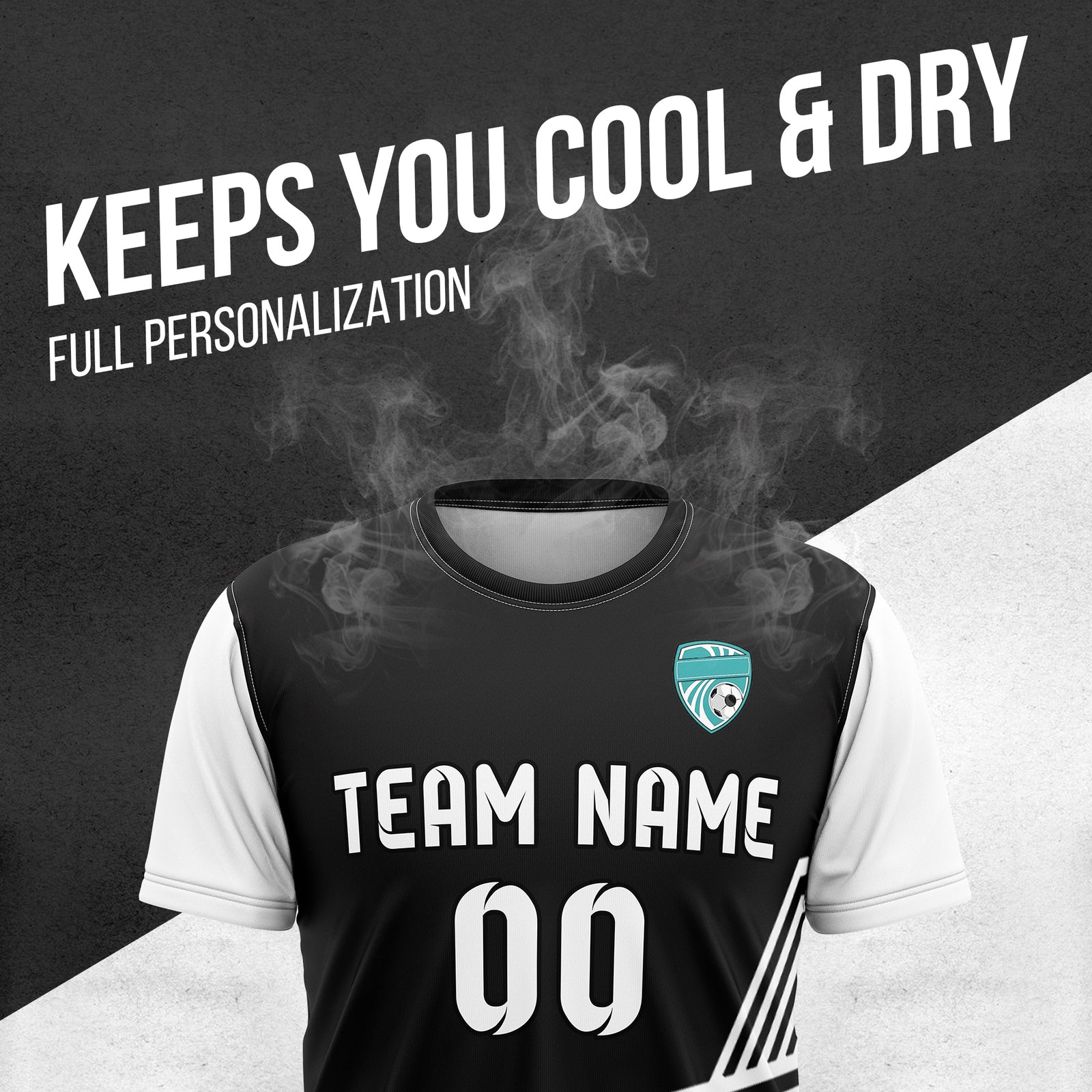 Custom Rapid Line R Side Pattern Soccer Black sport Tops Jersey