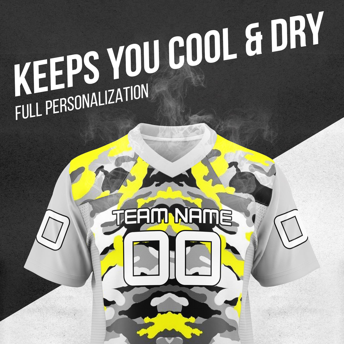 Custom Grey Camo Print Mesh Authentic Football Jersey