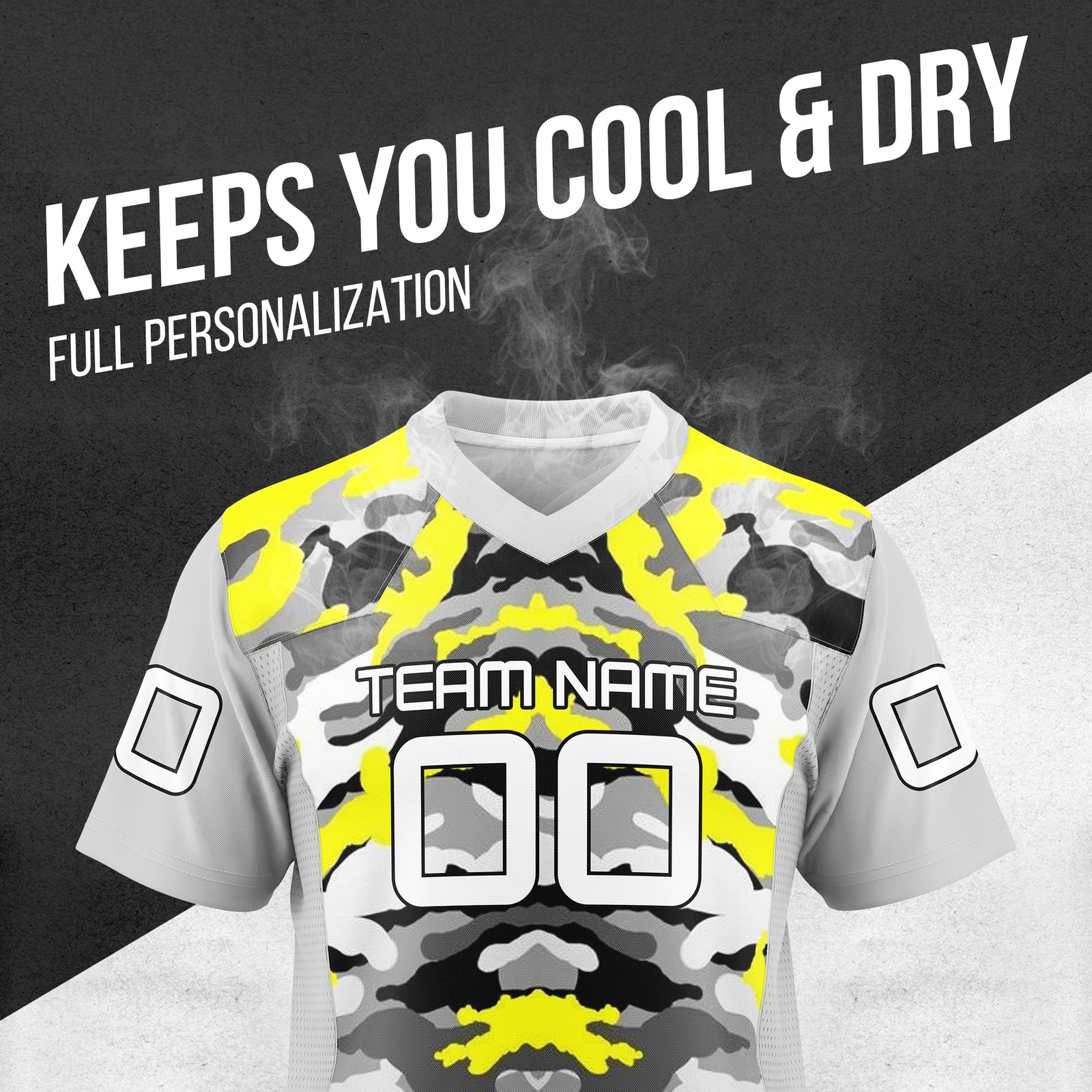 Custom Grey Camo Print Mesh Authentic Football Jersey