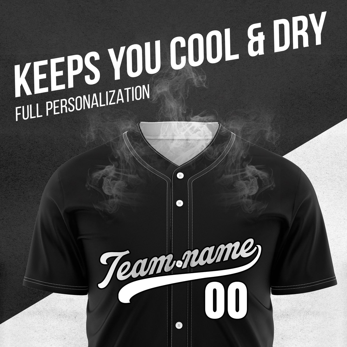 Custom Wave Black Baseball Sports Jersey Personalized Uniform with Name & Number
