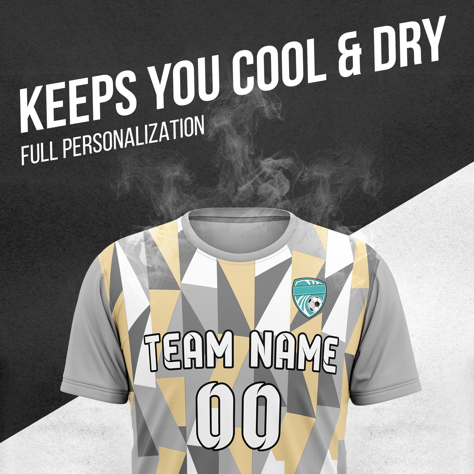 Custom Crystal R-Full Pattern Soccer Grey Sport Tops Jersey