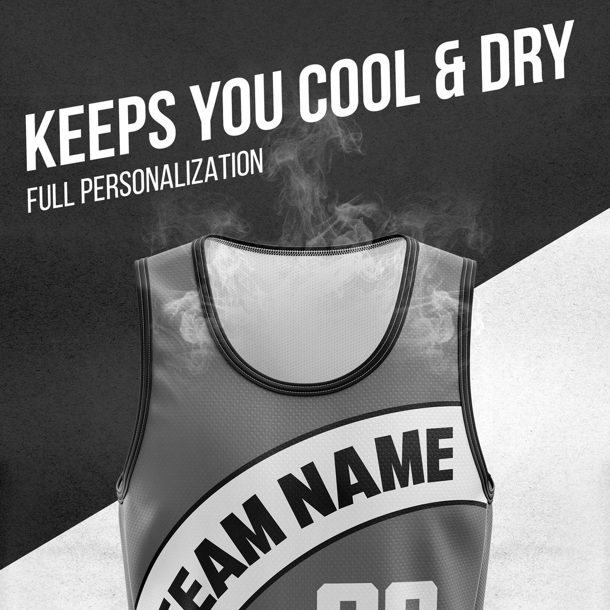 Custom Elite Dark Grey Basketball Chest Slash Classic Top