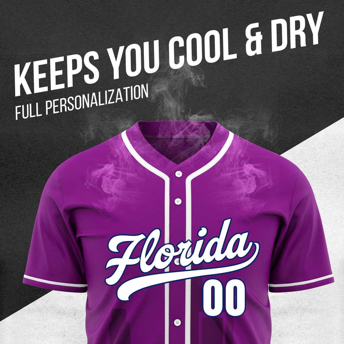 Custom City Flux Purple Baseball Sports Jersey Personalized Uniform with Name & Number