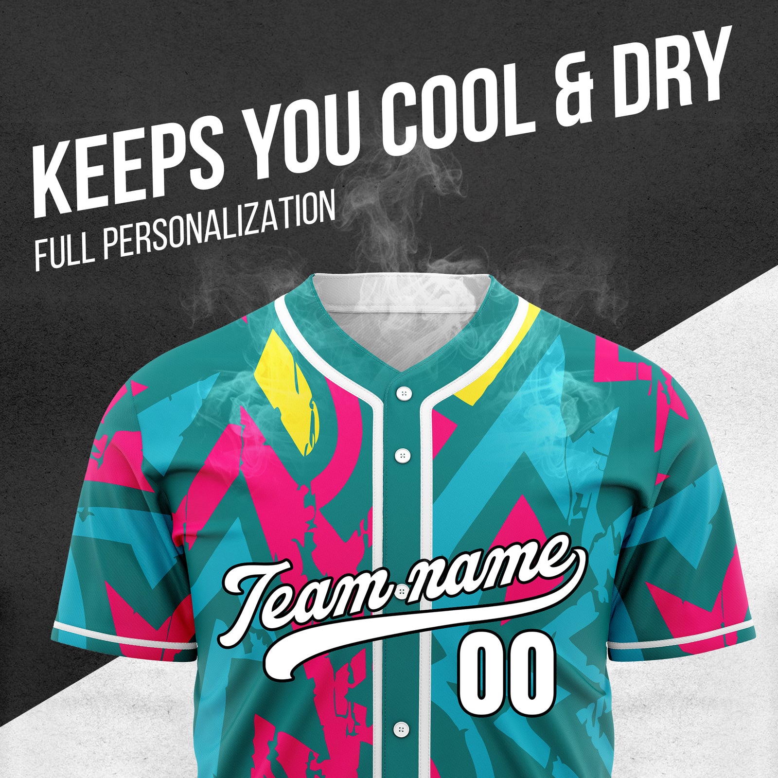 Custom Splash Teal Baseball Sports Jersey Personalized Uniform with Name & Number