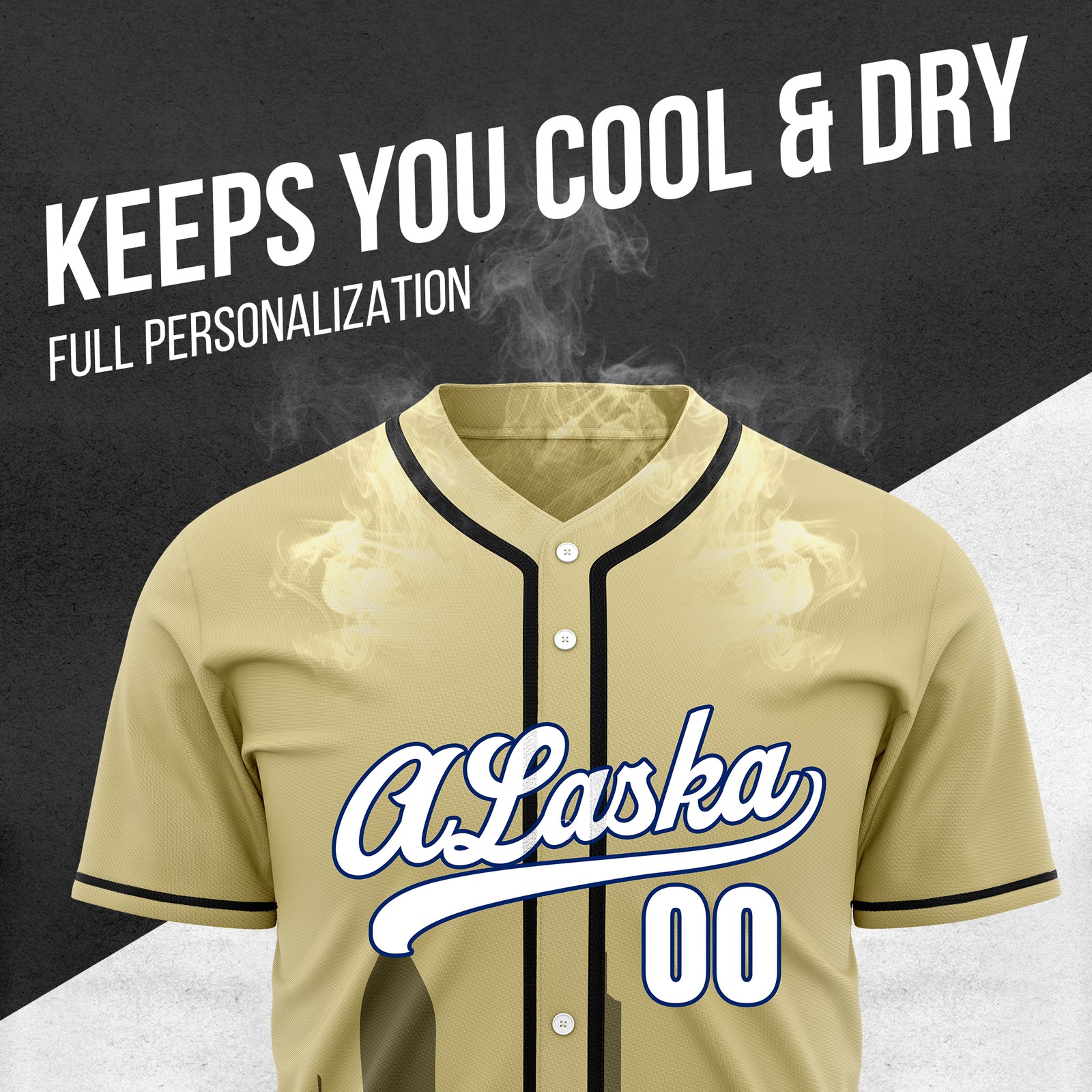 Custom City Horizon Khaki Baseball Sports Jersey Personalized Uniform with Name & Number