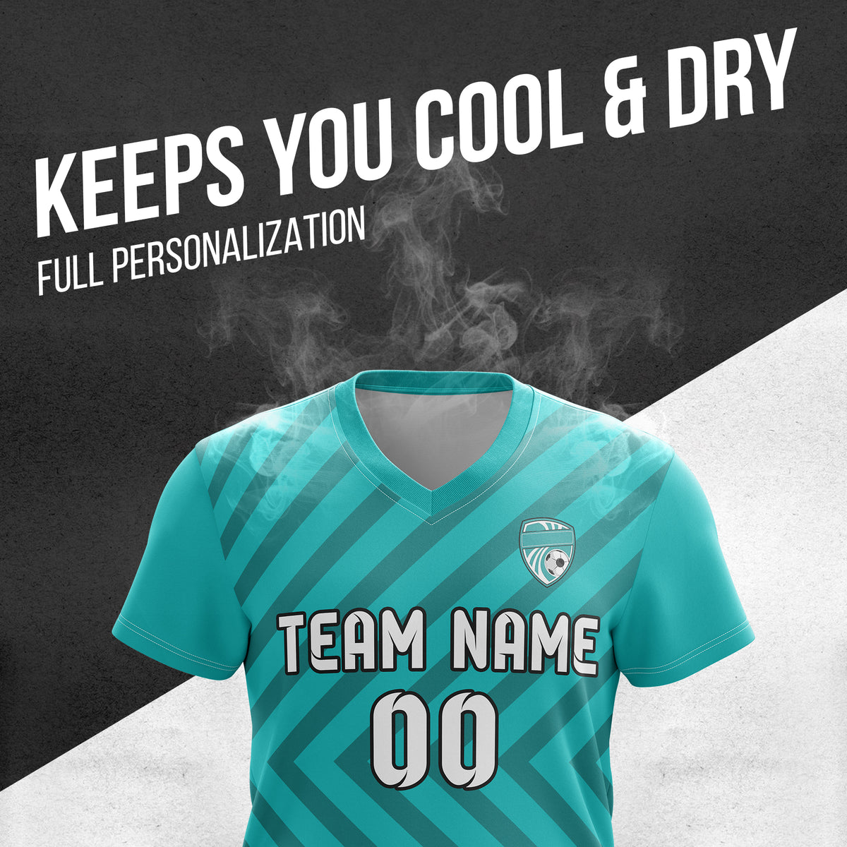 Custom Swift Stripe V-Neck Teal Soccer sport Tops Jersey