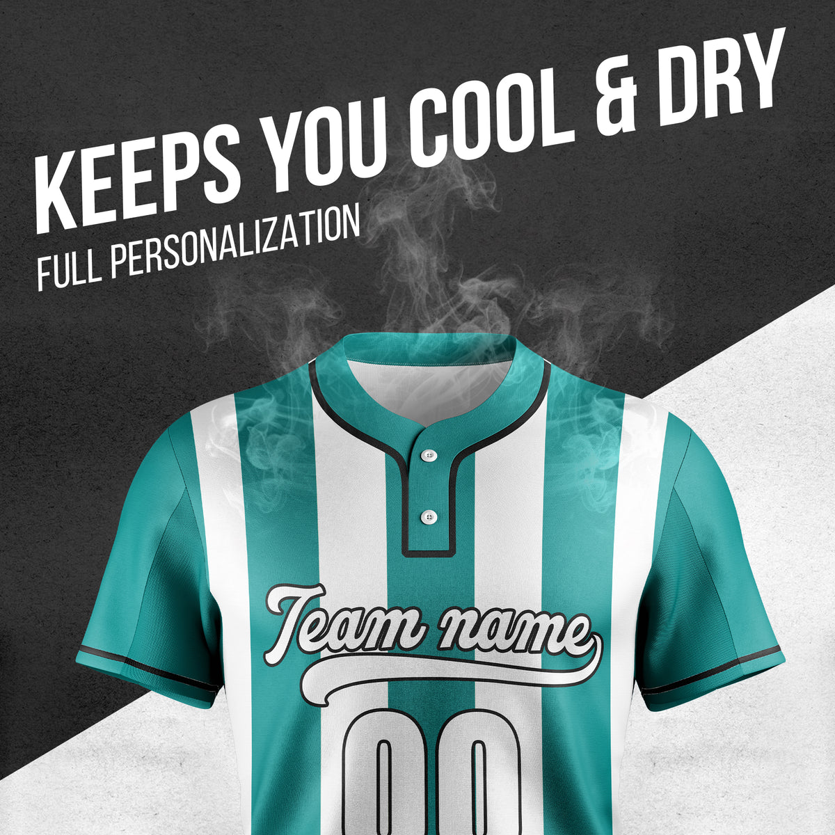 Custom Dual Stripe Teal Baseball Sports Jersey Personalized Uniform with Name & Number