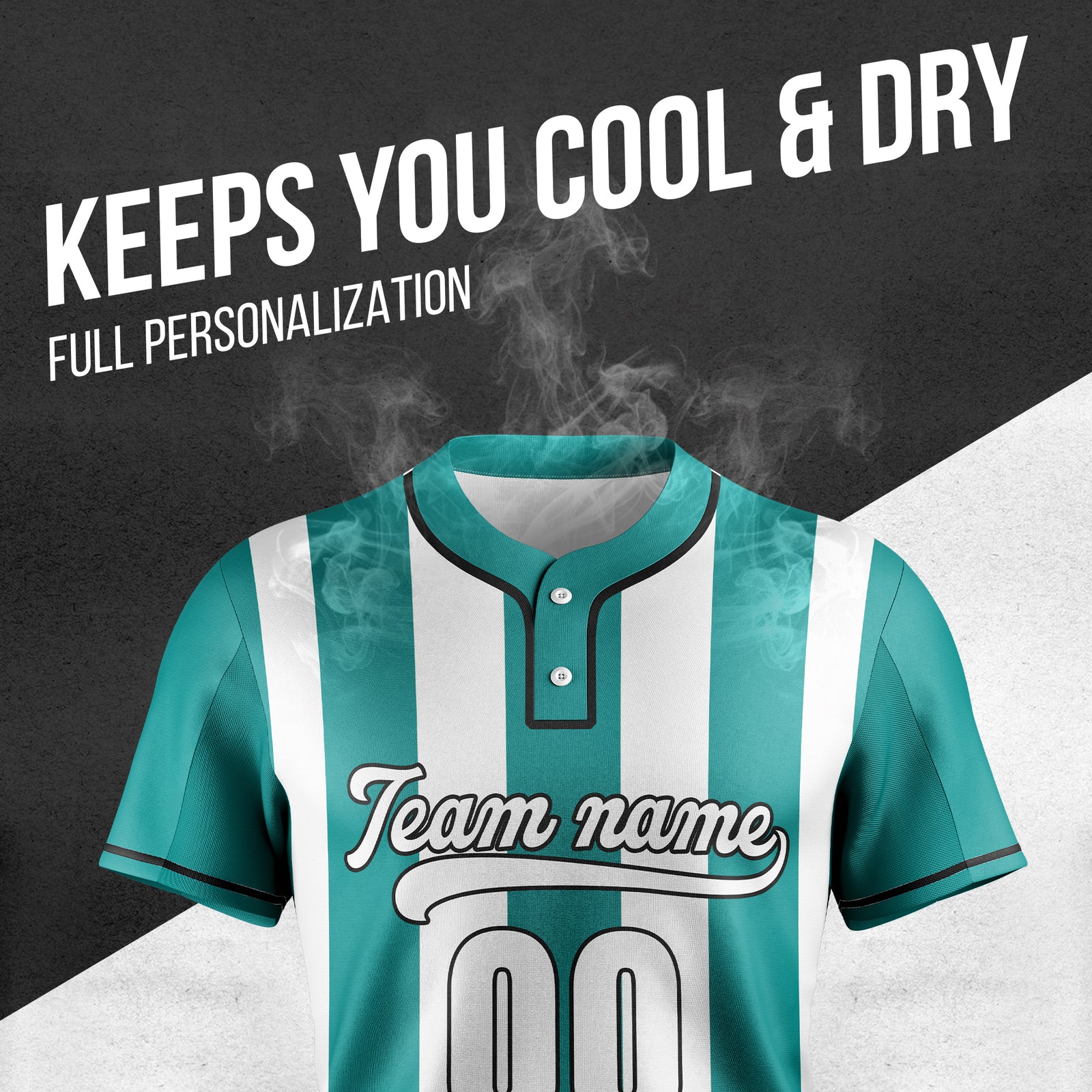 Custom Dual Stripe Teal Baseball Sports Jersey Personalized Uniform with Name & Number