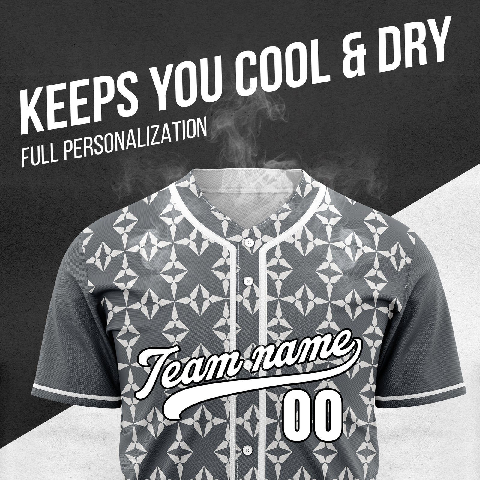 Custom Rhombic Dark Grey Baseball Sports Jersey Personalized Uniform with Name & Number