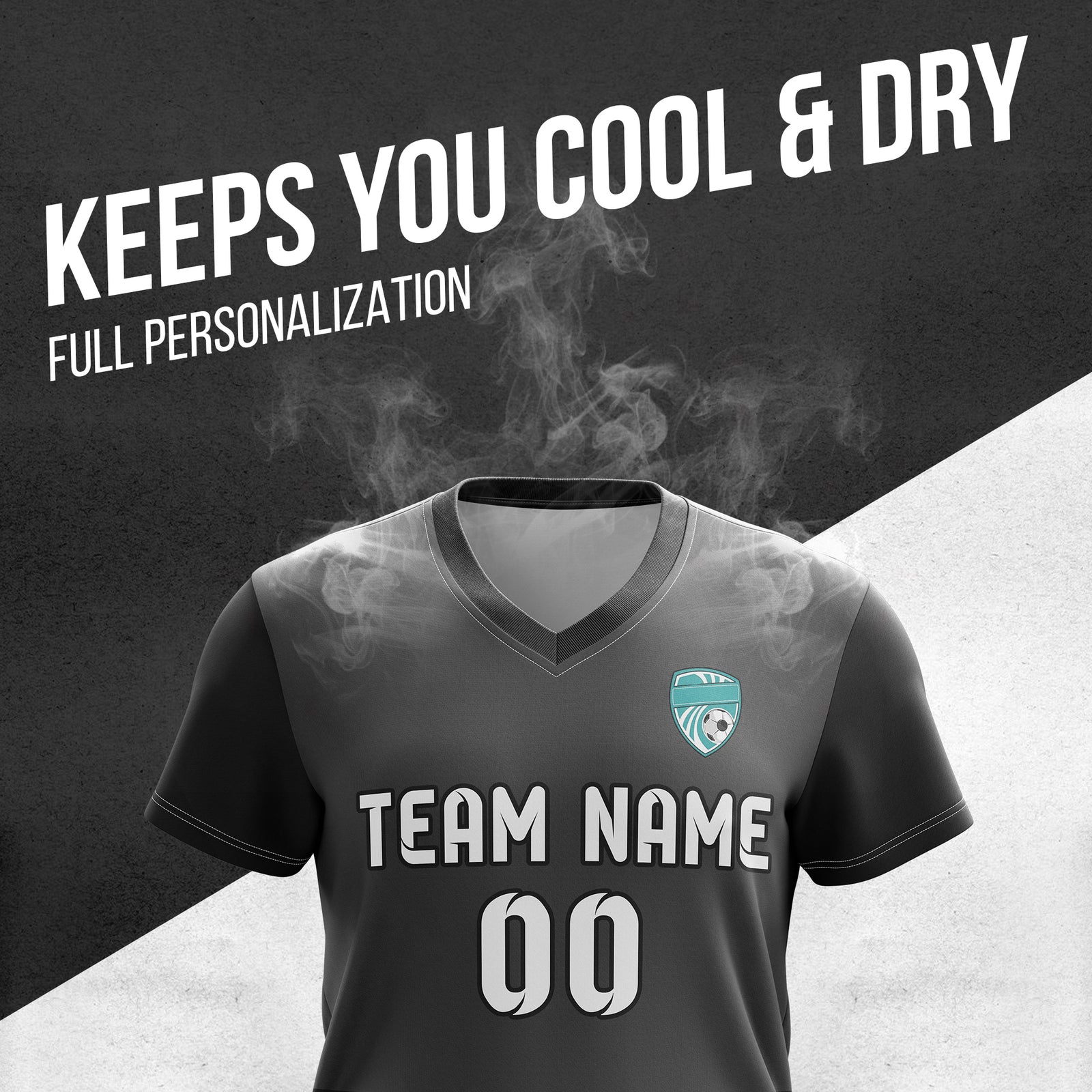Custom BaseLine V Stripe Pattern Dark Grey Soccer sport Tops Jersey