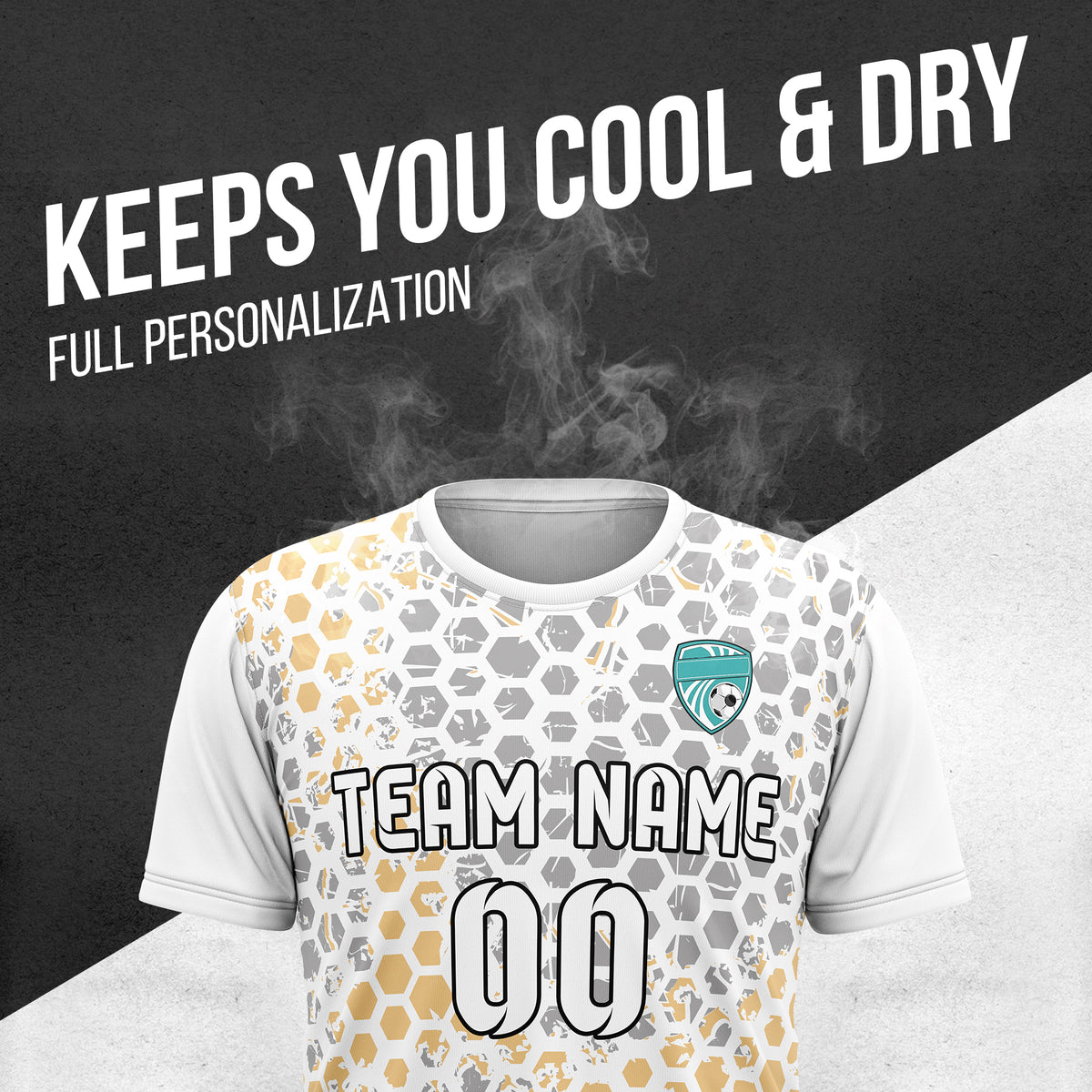 Custom Hex R-Full Pattern Soccer White Sport Tops Jersey