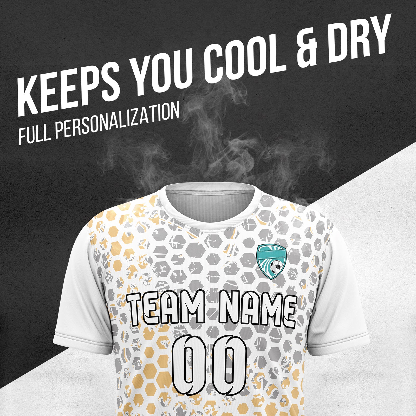 Custom Hex R-Full Pattern Soccer White Sport Tops Jersey