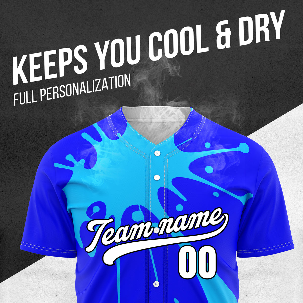 Custom Paint Burst Blue Sports Jersey Personalized Uniform with Name & Number