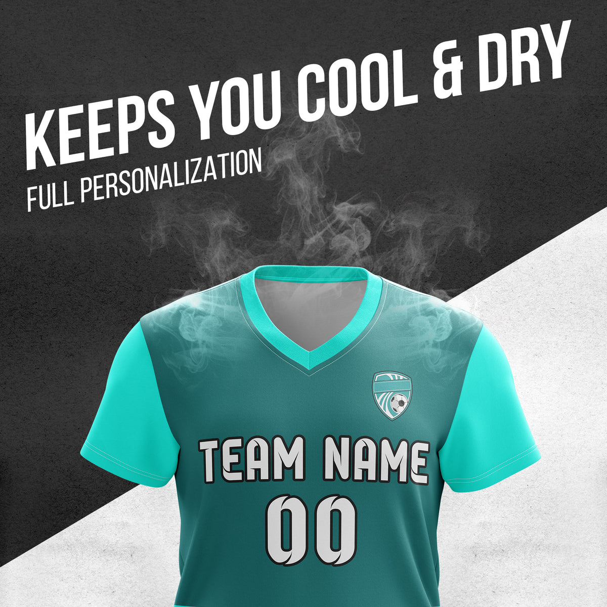 Custom BaseLine V Stripe Pattern Aqua Soccer sport Tops Jersey