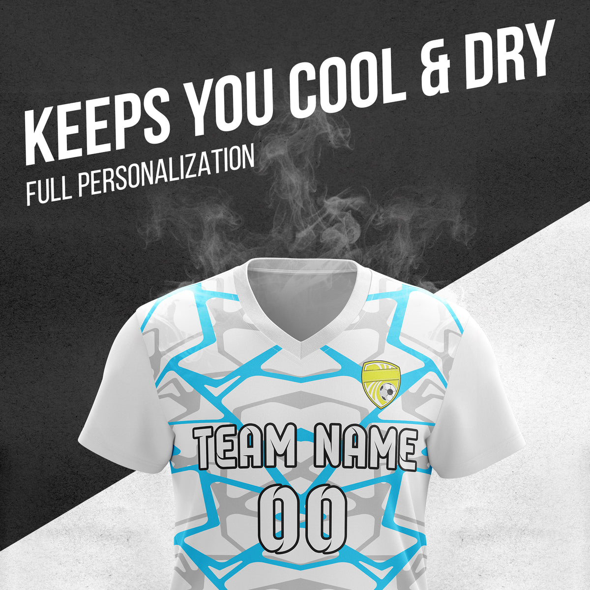 Custom Wild Pulse V-Full Pattern White Soccer sport Tops Jersey