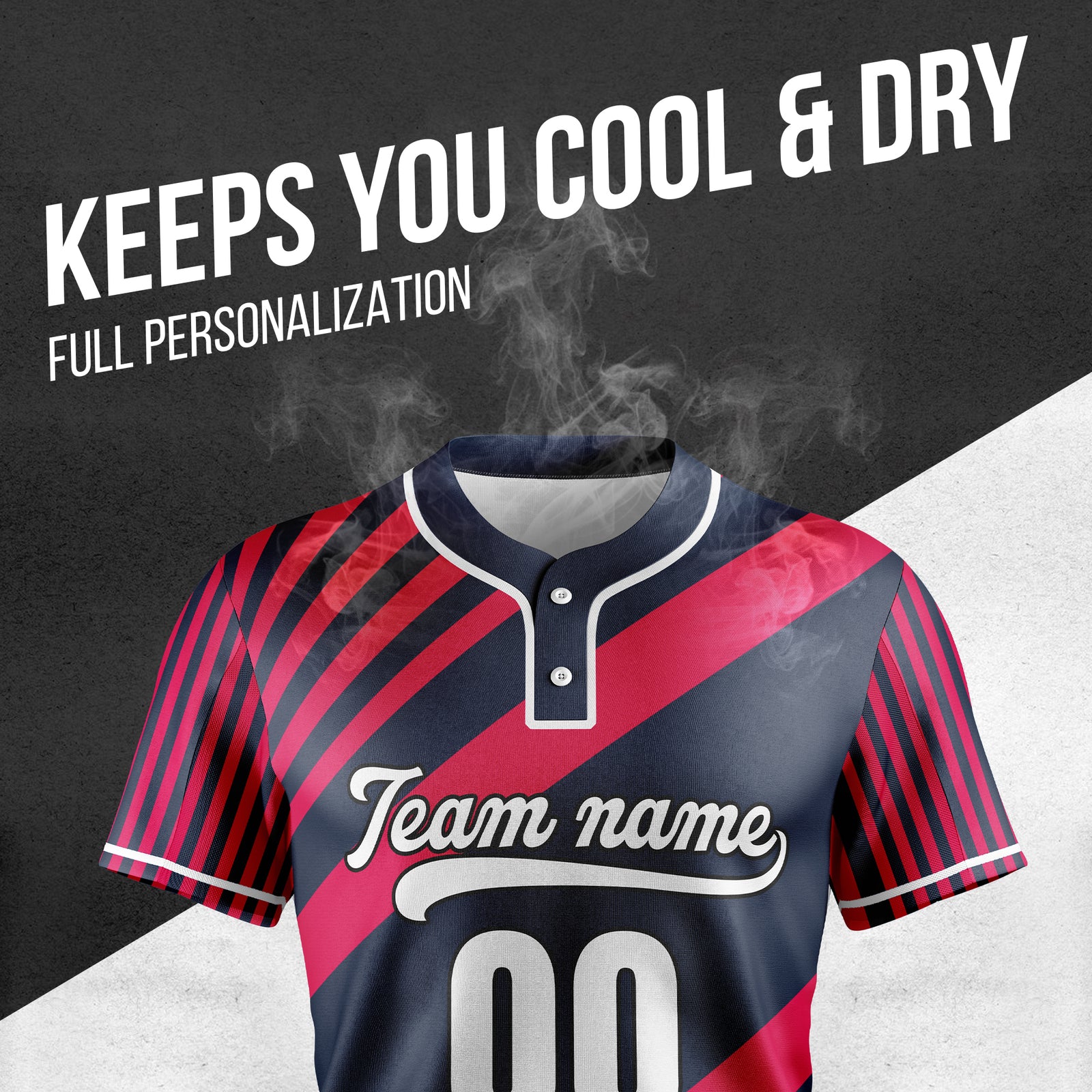 Custom Vibe Split Navy Baseball Sports Jersey Personalized Uniform with Name & Number