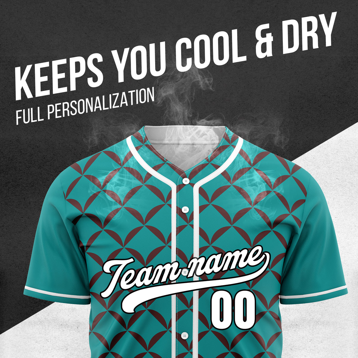 Custom Vertex Vibe Teal Baseball Sports Jersey Personalized Uniform with Name & Number