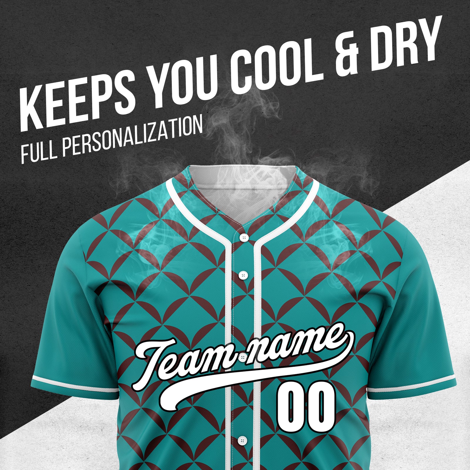 Custom Vertex Vibe Teal Baseball Sports Jersey Personalized Uniform with Name & Number