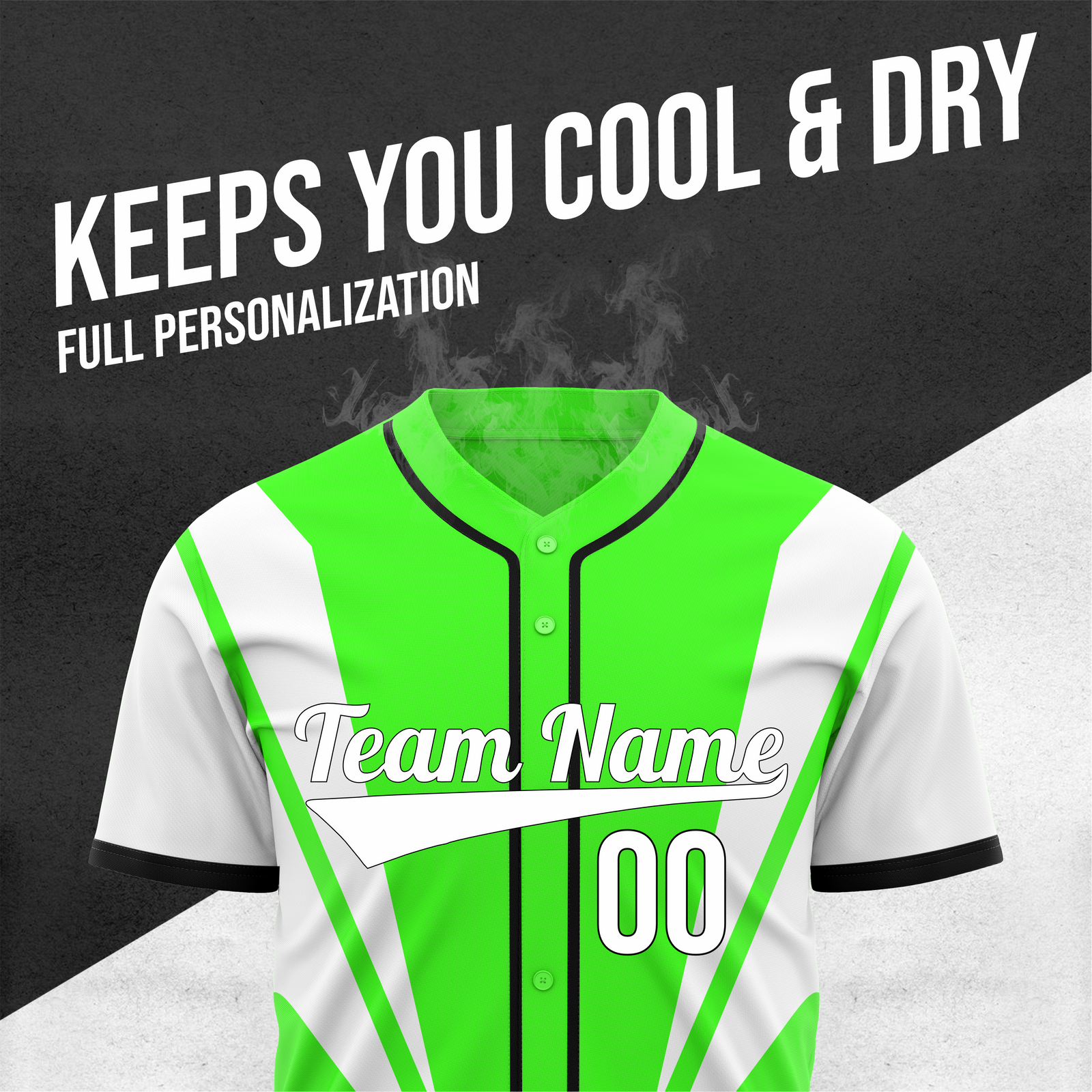 Custom Panel Flow Baseball Neon Green Sports Jersey Personalized Uniform with Name & Number