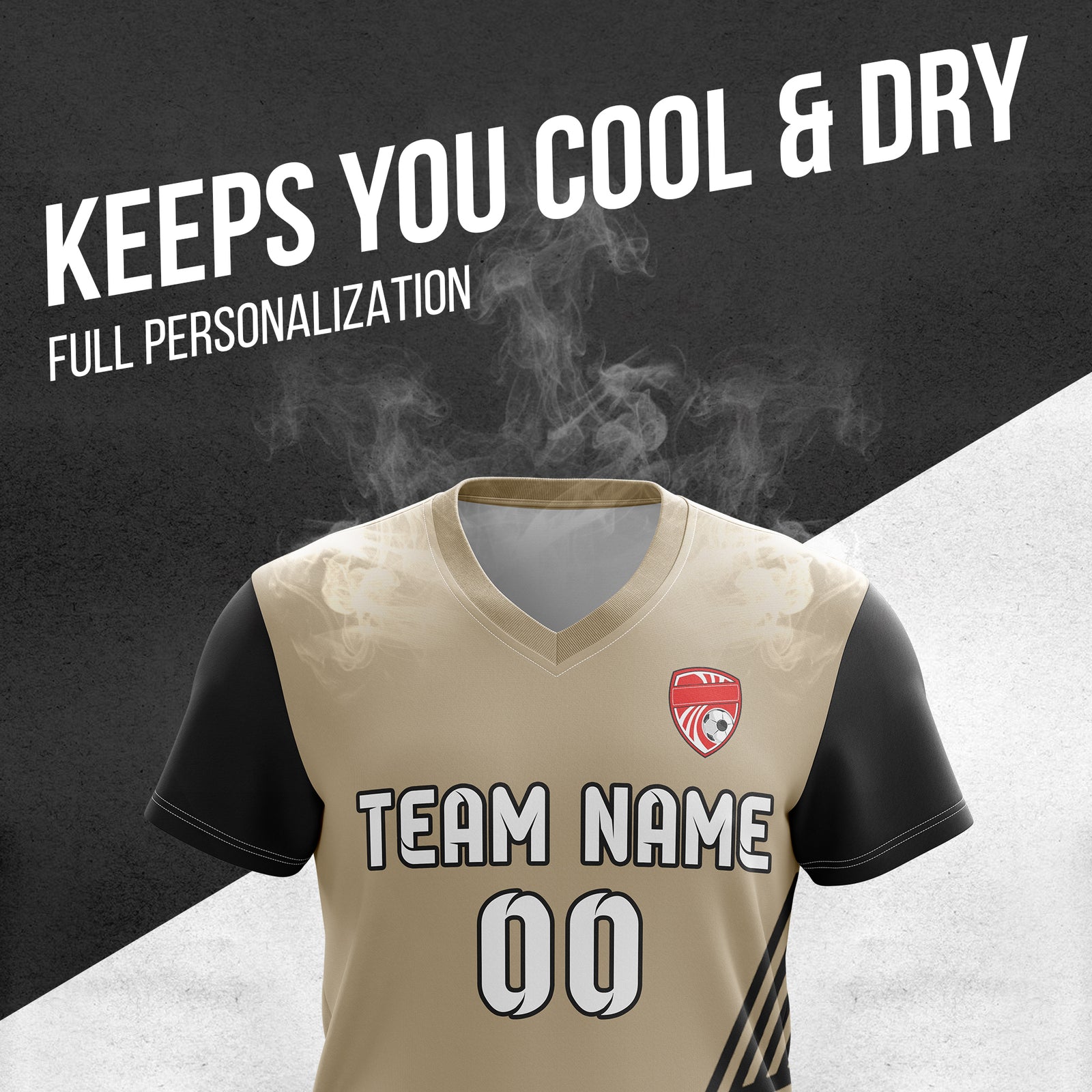 Custom Rapid Line V-Side Pattern khaki Soccer sport Tops Jersey