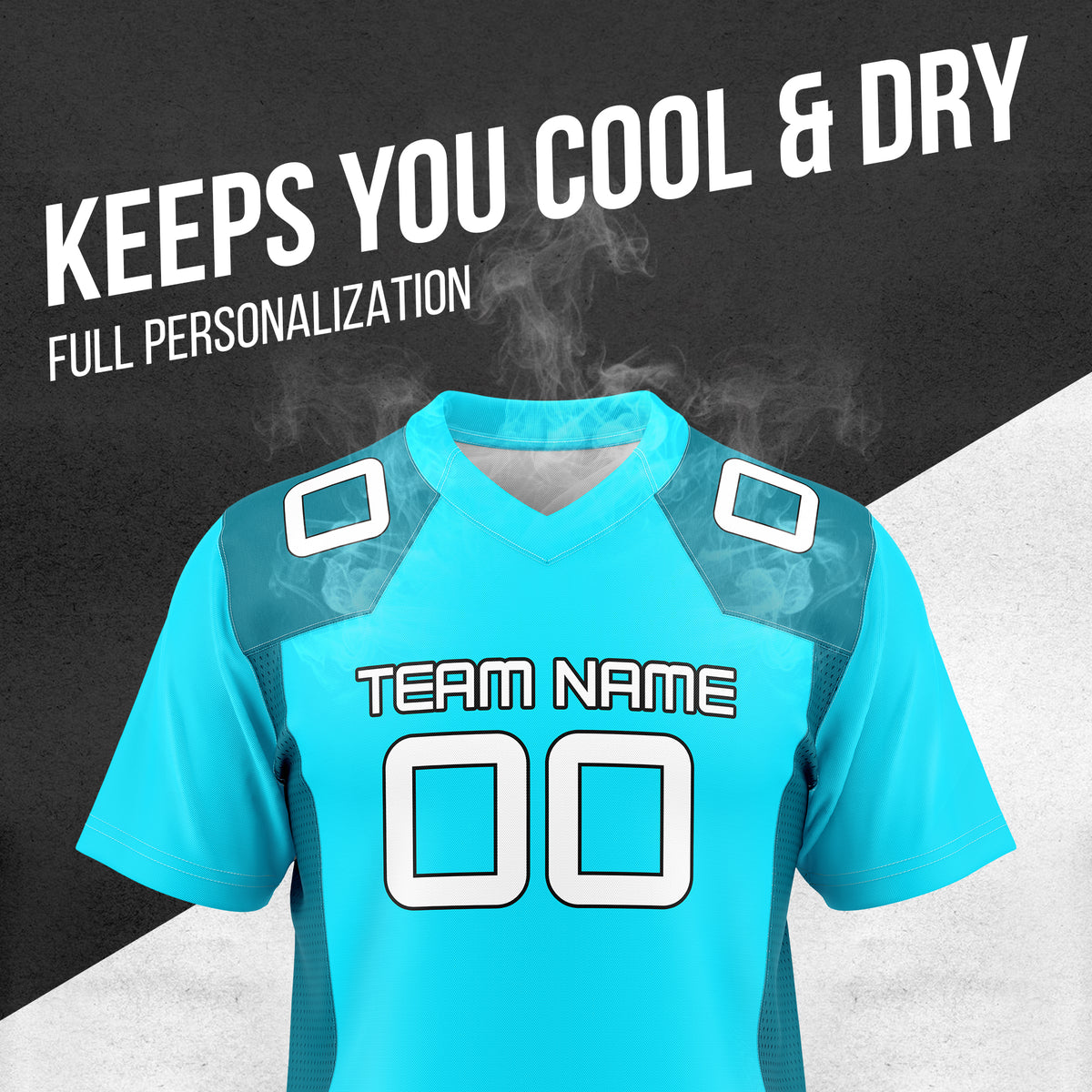 Custom Elite Aqua Raglan Sleeves Mesh Authentic Football Jersey