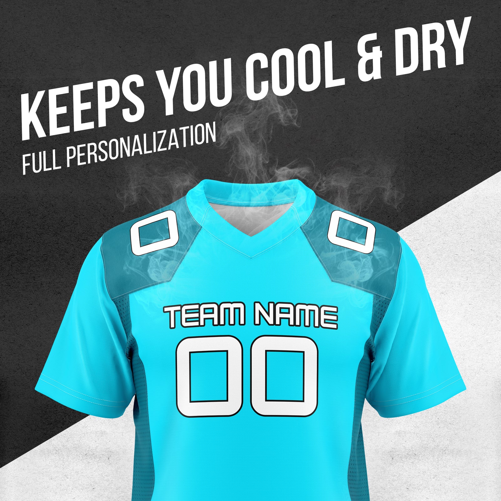 Custom Elite Aqua Raglan Sleeves Mesh Authentic Football Jersey