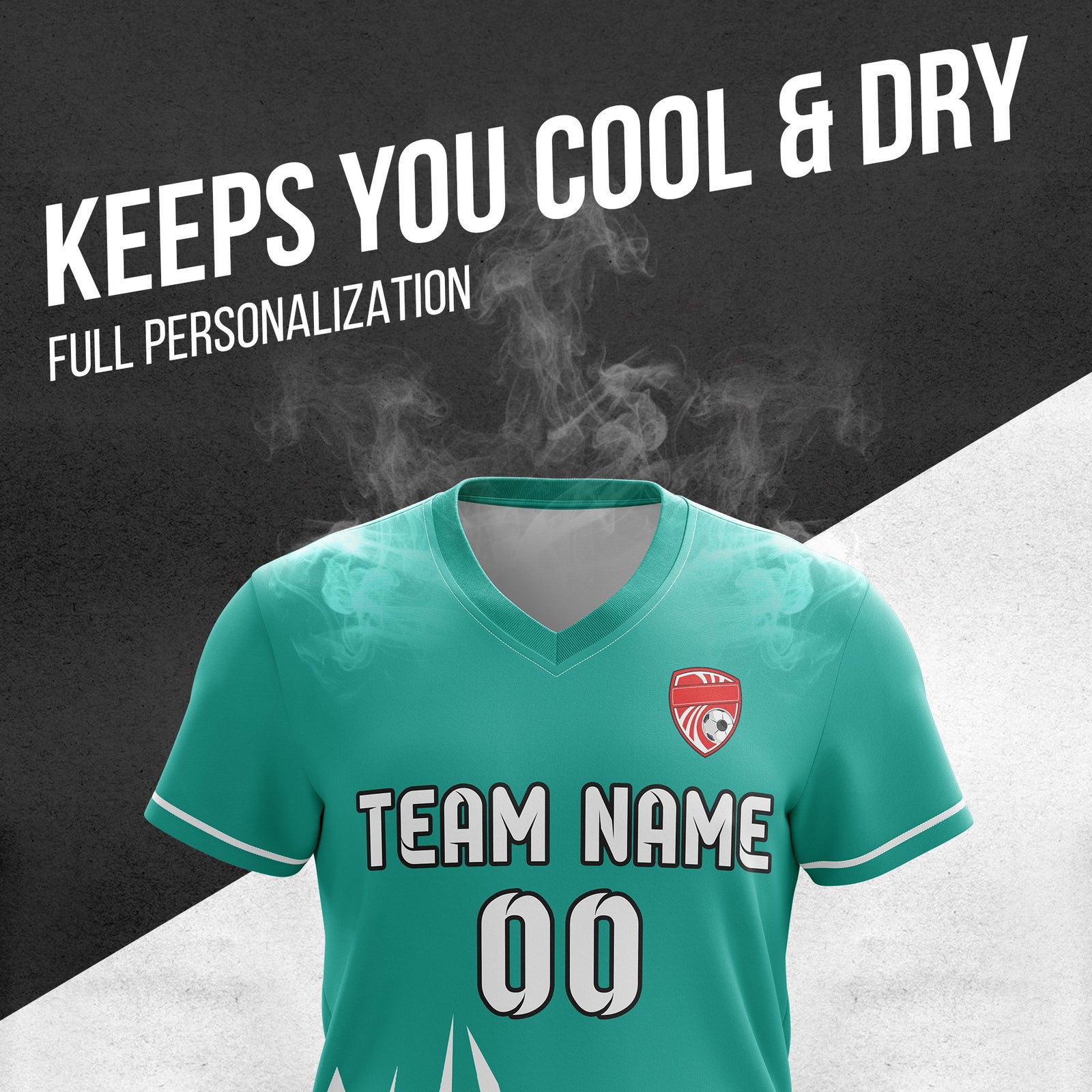 Custom Spark Strike V-Side Pattern Teal Soccer sport Tops Jersey