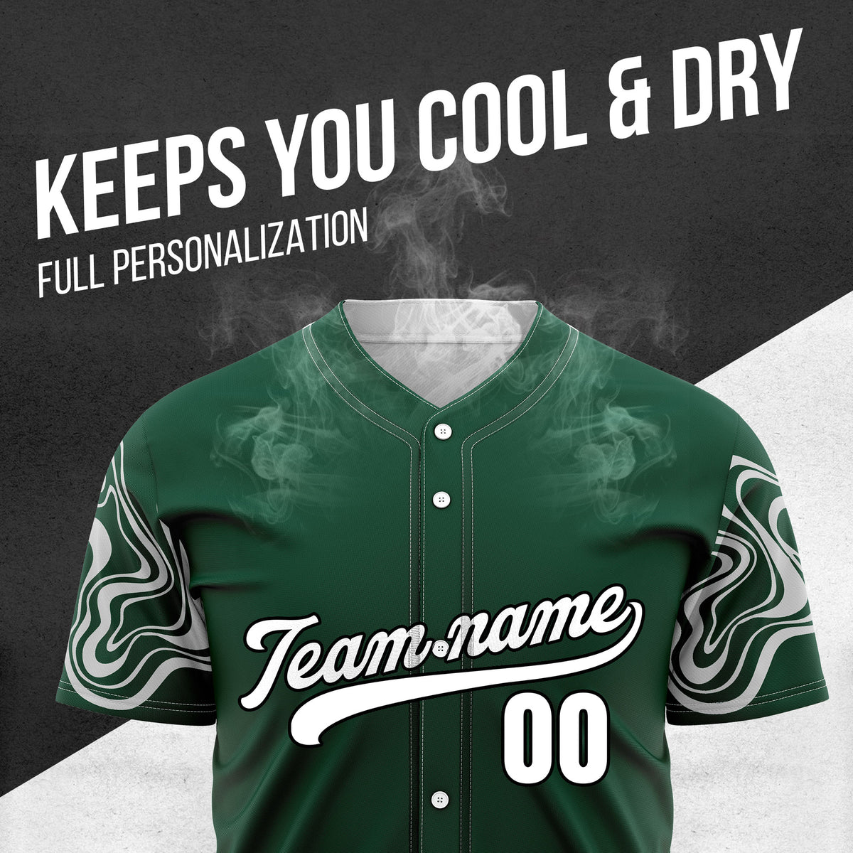 Custom Wave Green Baseball Sports Jerseys Personalized Uniform with Name & Numbers