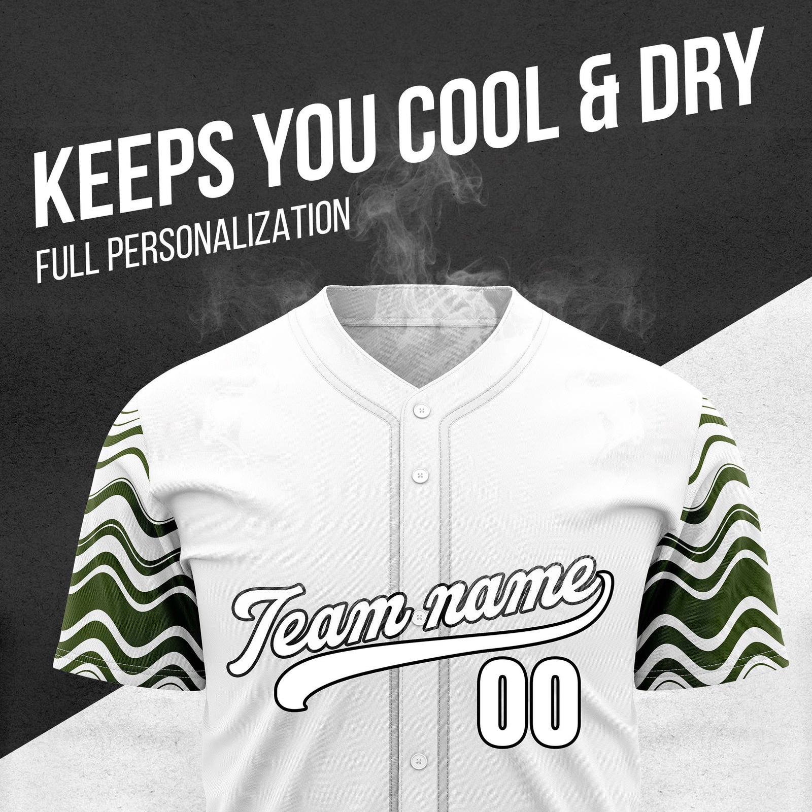 Custom Wave White Baseball Sports Jerseys Personalized Uniform with Name & Number