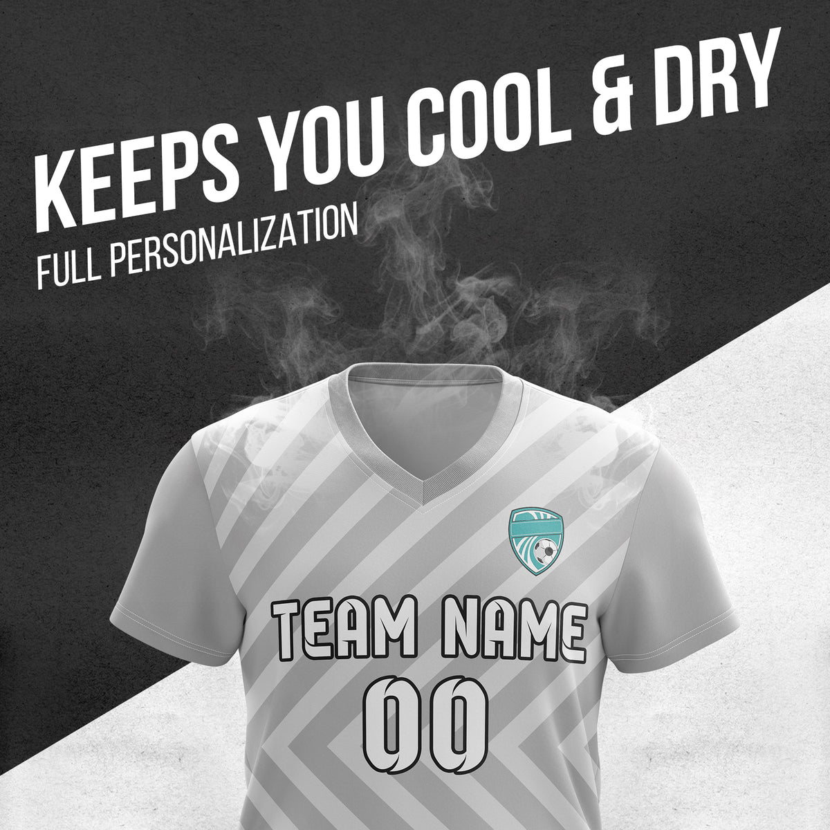 Custom Swift Stripe V-Neck Grey Soccer sport Tops Jersey