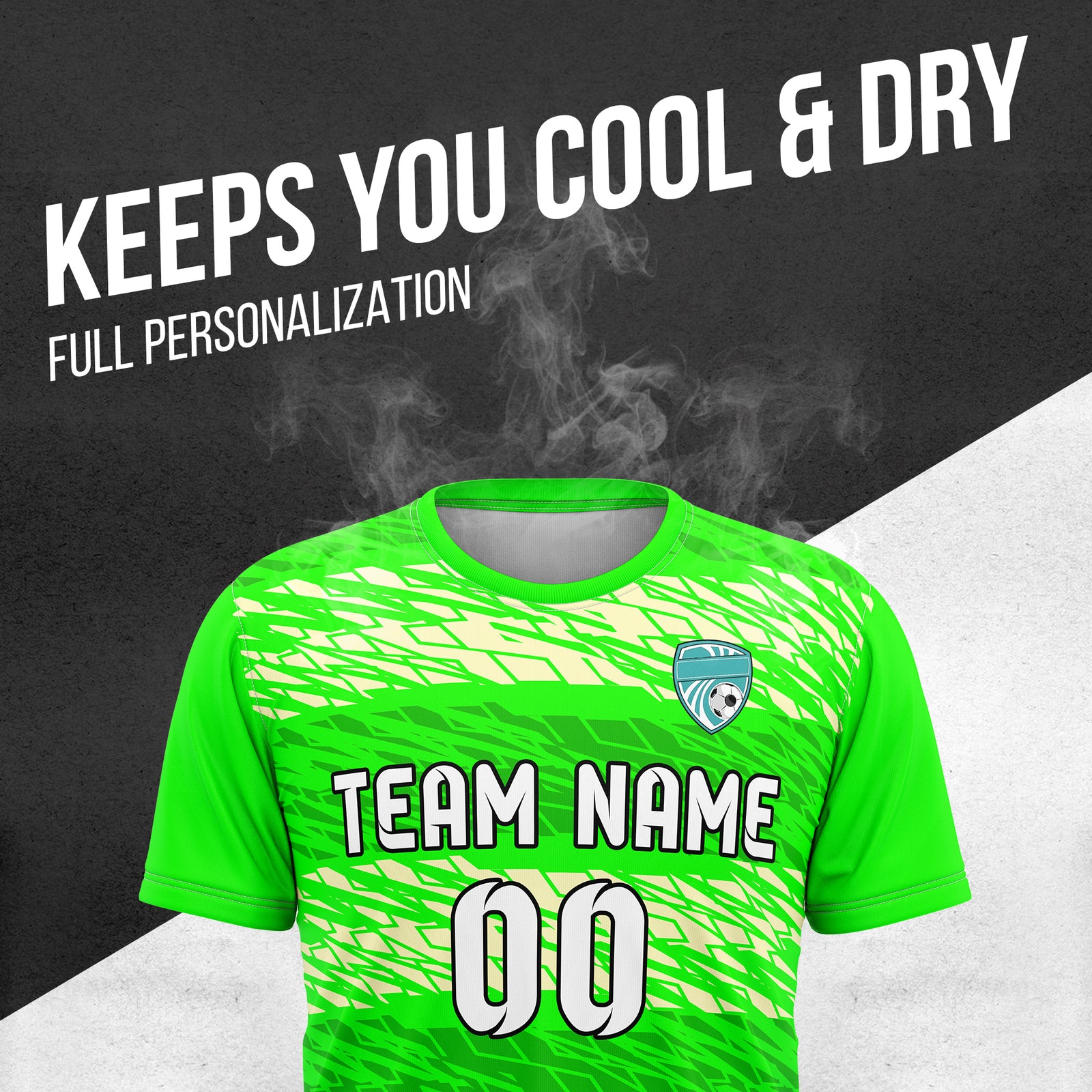 Custom Flare Strike R-Full Pattern Soccer Neon Green Sport Tops Jersey