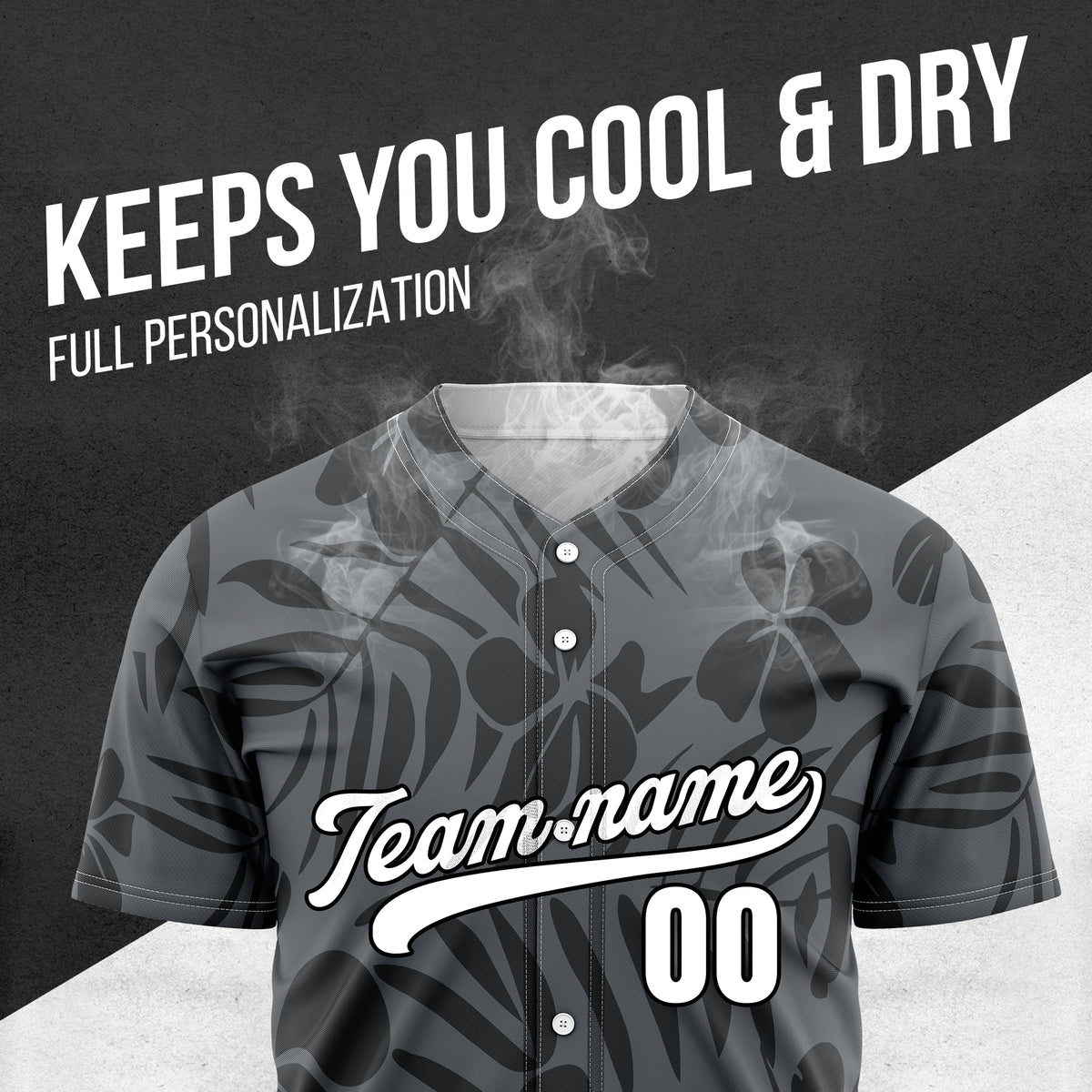 Custom Hawaiian Dark Grey Baseball Sports Jersey Personalized Uniform with Name & Number