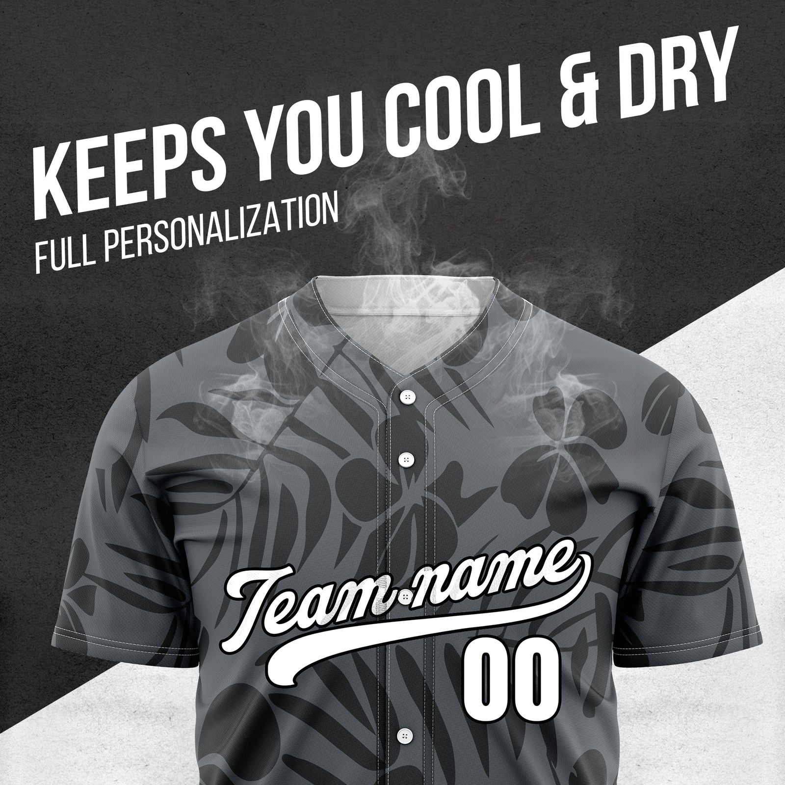 Custom Hawaiian Dark Grey Baseball Sports Jersey Personalized Uniform with Name & Number