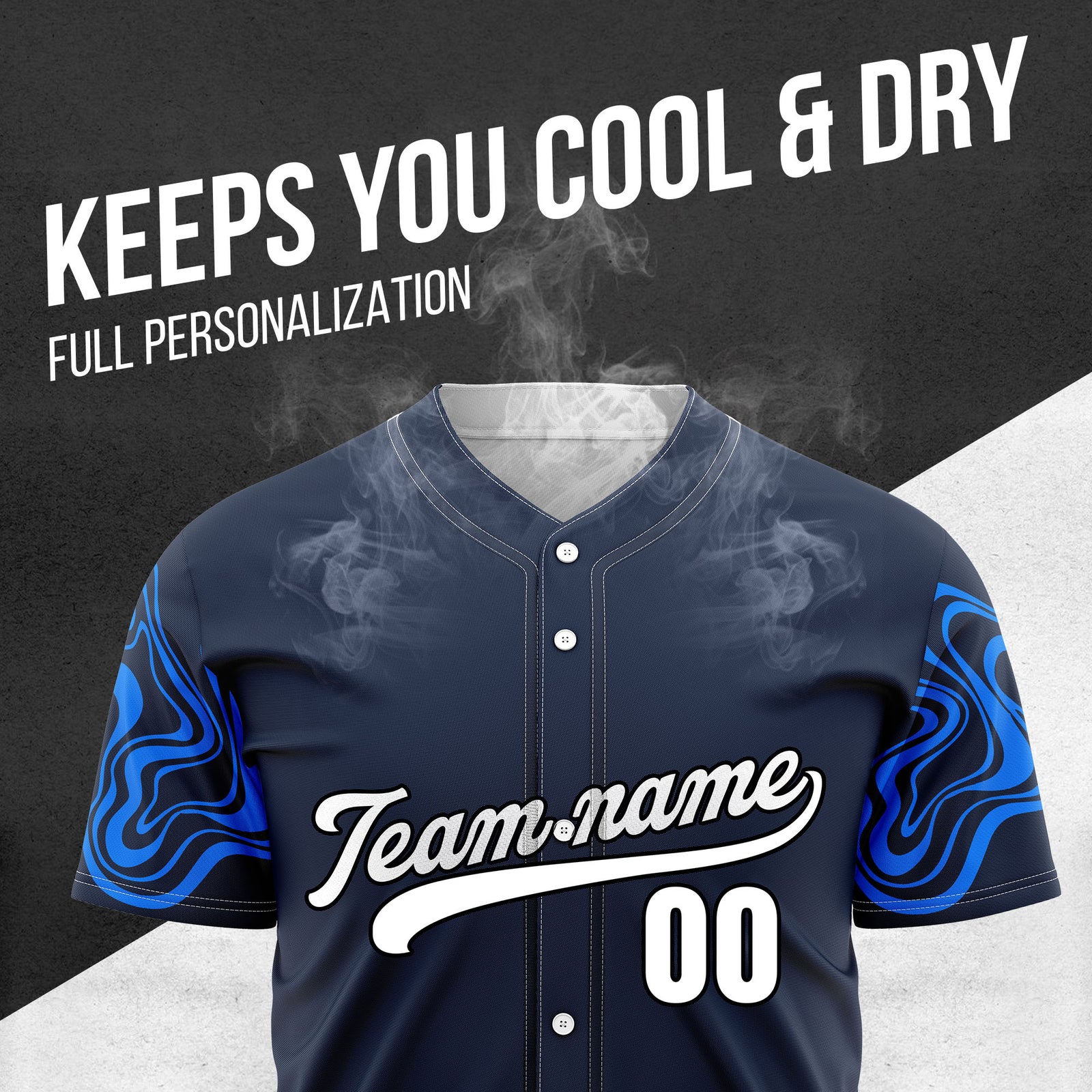 Custom Wave Navy Baseball Sports Jerseys Personalized Uniform with Name & Numbers