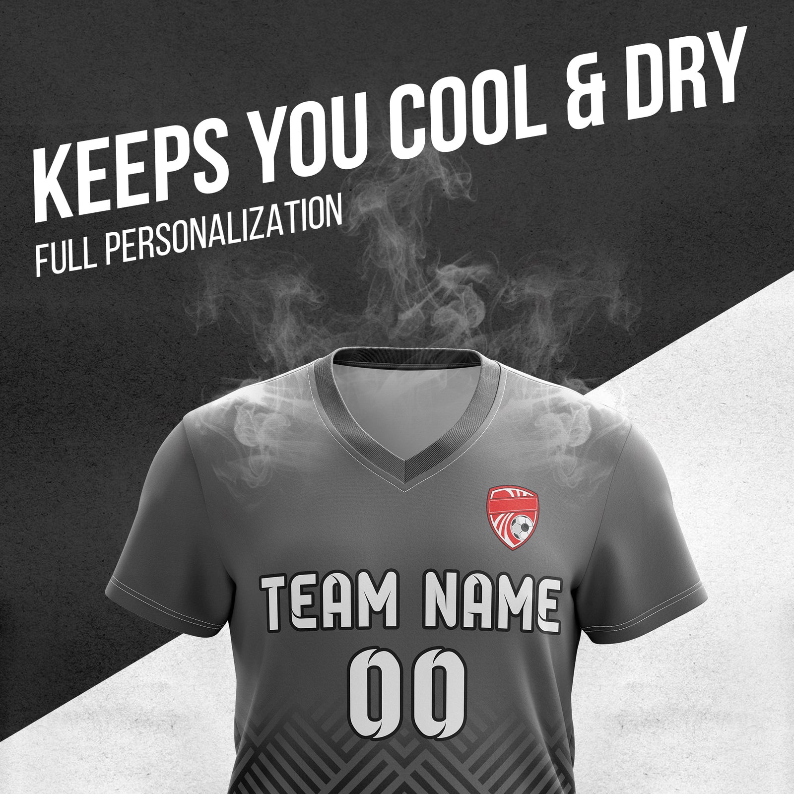 Custom Shadow Line V-Side Pattern Dark Grey Soccer sport Tops Jersey