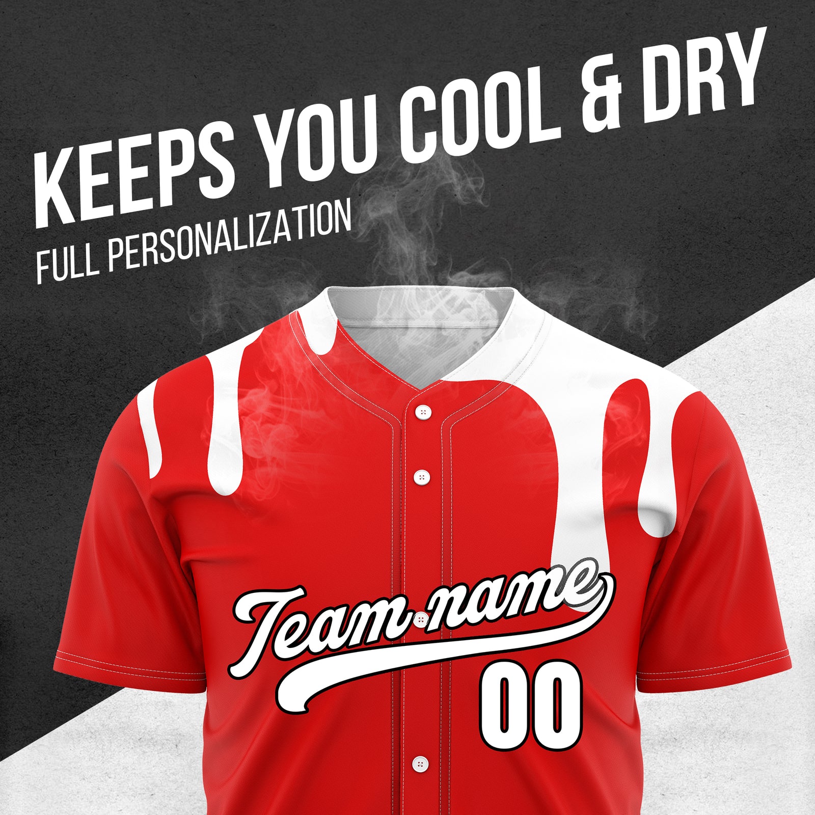Custom Ink Dripline Red Sports Jersey Personalized Uniform with Name & Number