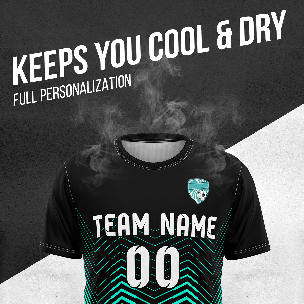 Custom Apex Strike R Side Pattern Black Soccer sport Tops Jersey
